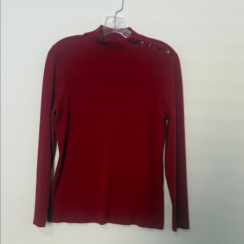 Chicos Mock Neck Sweater, Red, size 2 (US size 12)